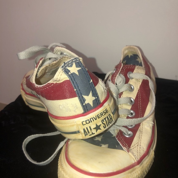American Flag Distressed Off White Converse - Picture 3 of 4